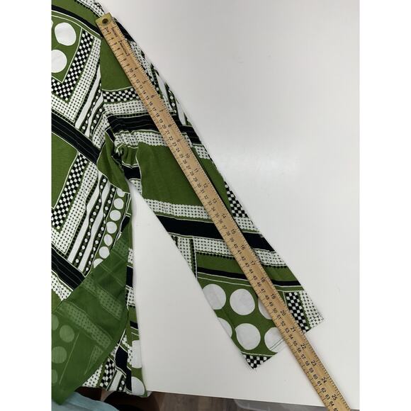New Direction Womens Tunic Size Medium Green Abstract Long Sleeve - Picture 8 of 10